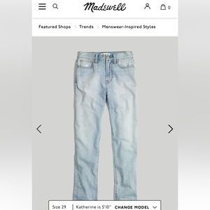 Madewell Perfect Vintage Jeans - Fitzgerald Light Wash - Size 29